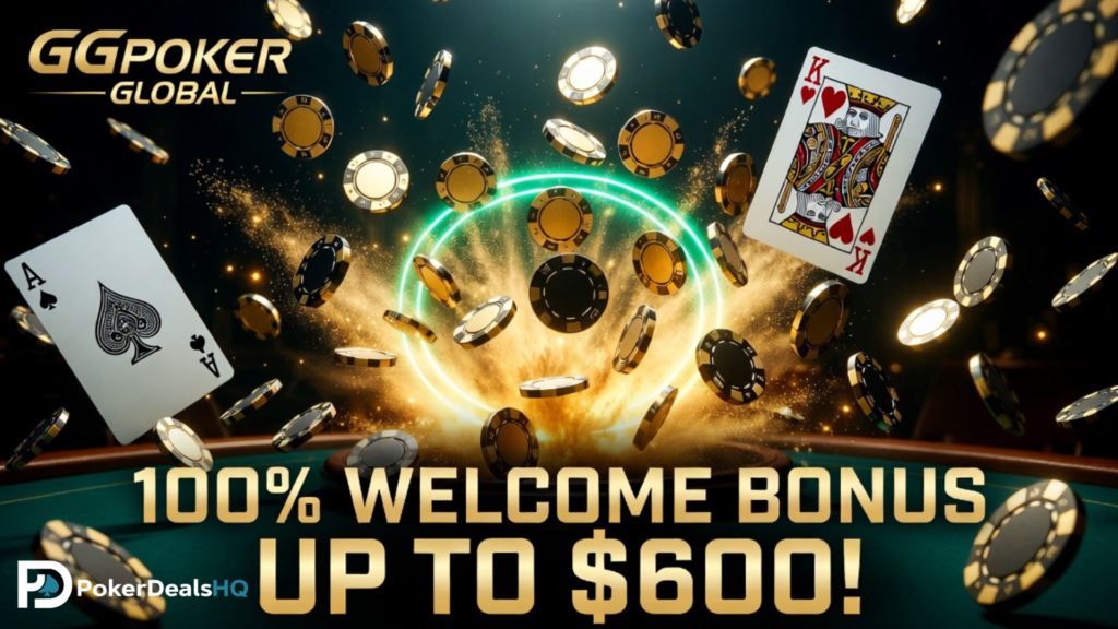 GGPoker 100% welcome bonus up to $600 promotion banner